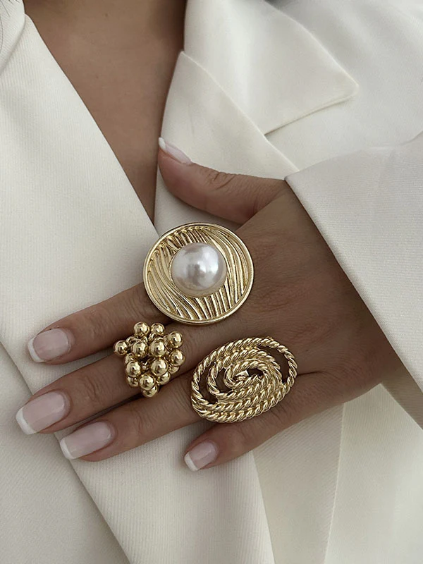 Beaded Geometric Solid Color Rings Accessories - Image 6