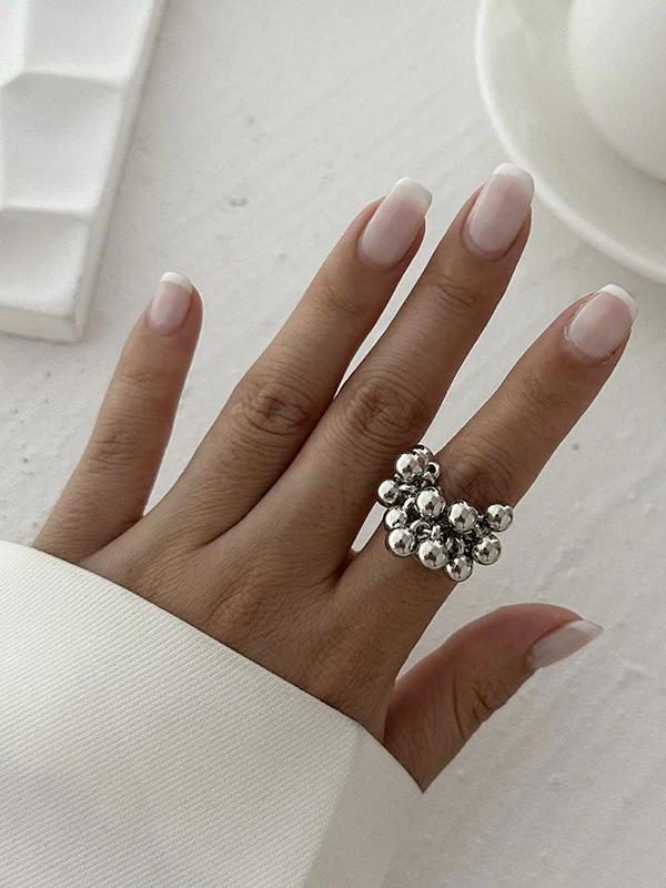 Beaded Geometric Solid Color Rings Accessories - Image 8