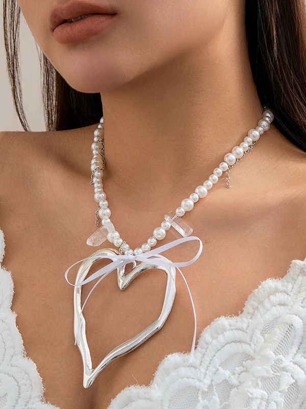 Beaded Heart Shape Dainty Necklace Necklaces Accessories - Image 2