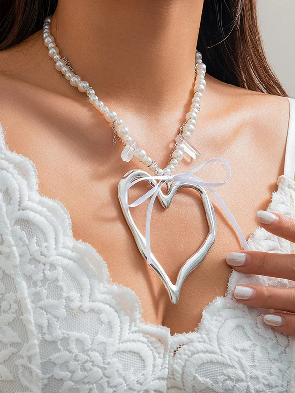 Beaded Heart Shape Dainty Necklace Necklaces Accessories - Image 3