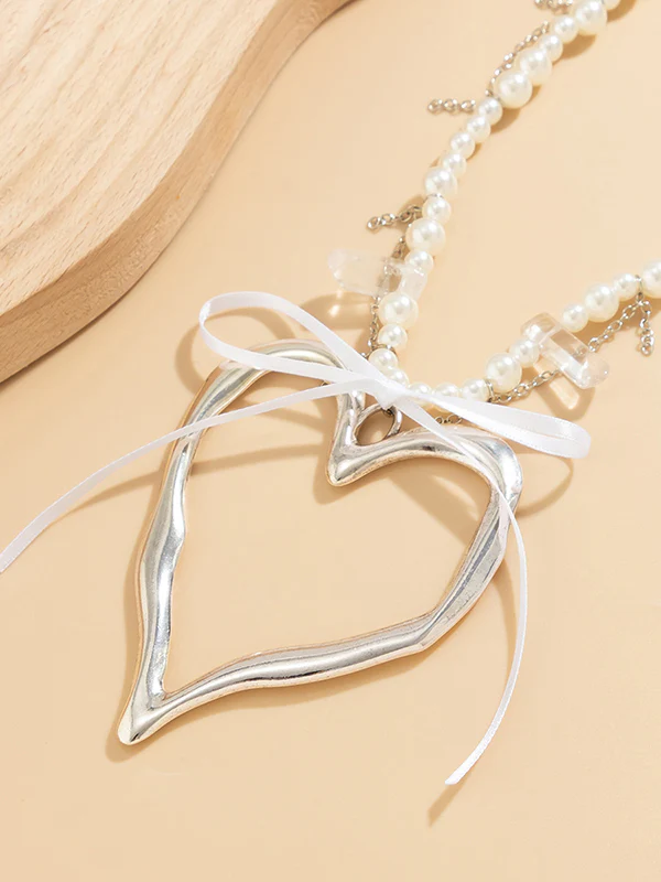 Beaded Heart Shape Dainty Necklace Necklaces Accessories - Image 4