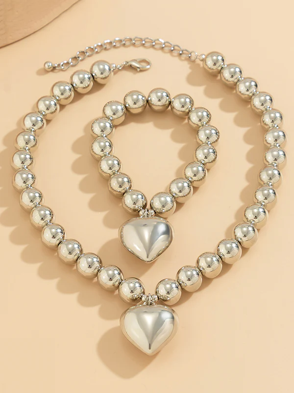 Beaded Heart Shape Shiny Bracelet Accessories + Dainty Necklaces Accessories - Image 10