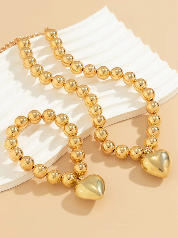 Beaded Heart Shape Shiny Bracelet Accessories + Dainty Necklaces Accessories - Image 12