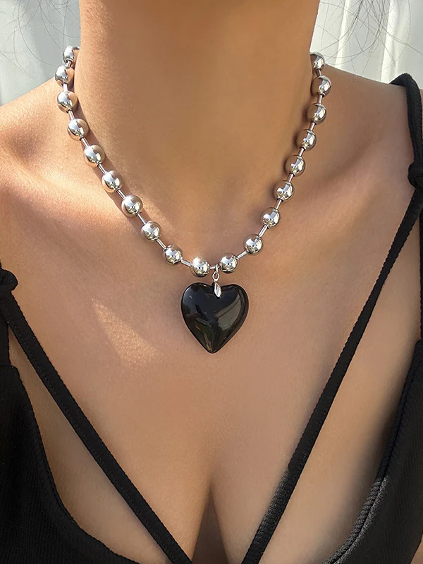 Beaded Heart Shape Shiny Dainty Necklaces Accessories - Image 2
