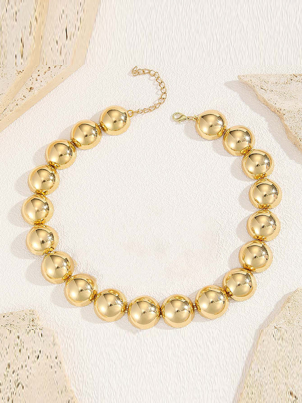 Beaded Solid Color Split-Joint Necklaces + Earrings Accessories Three Pieces - Image 3