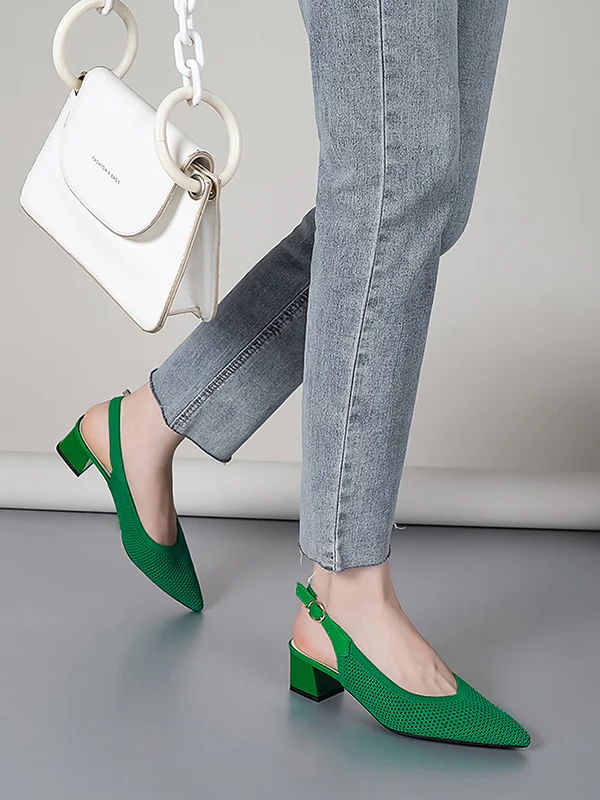 Belt Buckle Hollow Pointed-Toe Split-Joint Pumps Sandals Slider Sandals - Image 13