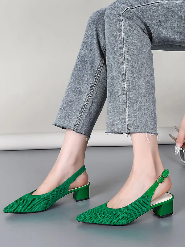 Belt Buckle Hollow Pointed-Toe Split-Joint Pumps Sandals Slider Sandals - Image 14