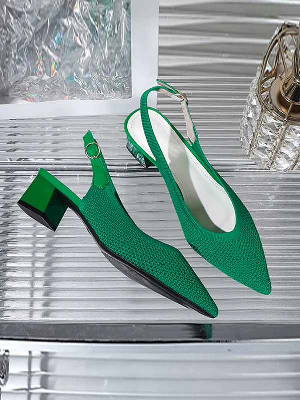 Belt Buckle Hollow Pointed-Toe Split-Joint Pumps Sandals Slider Sandals - Image 19