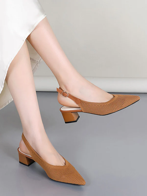 Belt Buckle Hollow Pointed-Toe Split-Joint Pumps Sandals Slider Sandals - Image 2