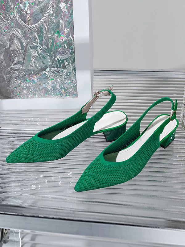 Belt Buckle Hollow Pointed-Toe Split-Joint Pumps Sandals Slider Sandals - Image 20