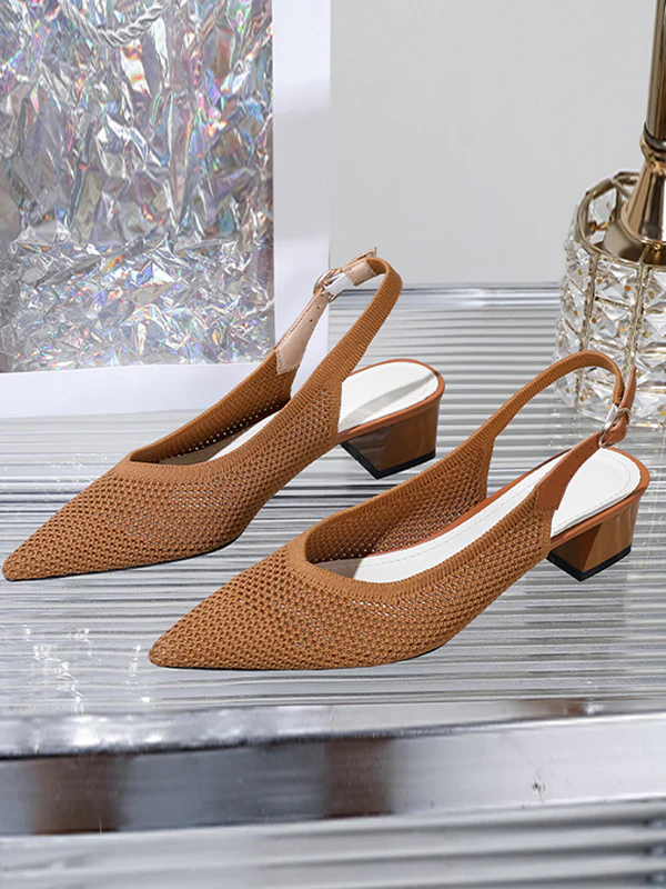 Belt Buckle Hollow Pointed-Toe Split-Joint Pumps Sandals Slider Sandals - Image 21