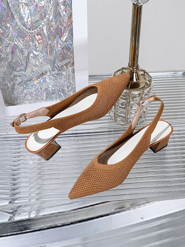 Belt Buckle Hollow Pointed-Toe Split-Joint Pumps Sandals Slider Sandals - Image 22