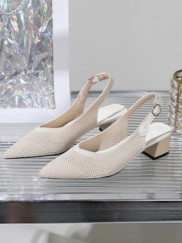Belt Buckle Hollow Pointed-Toe Split-Joint Pumps Sandals Slider Sandals - Image 23