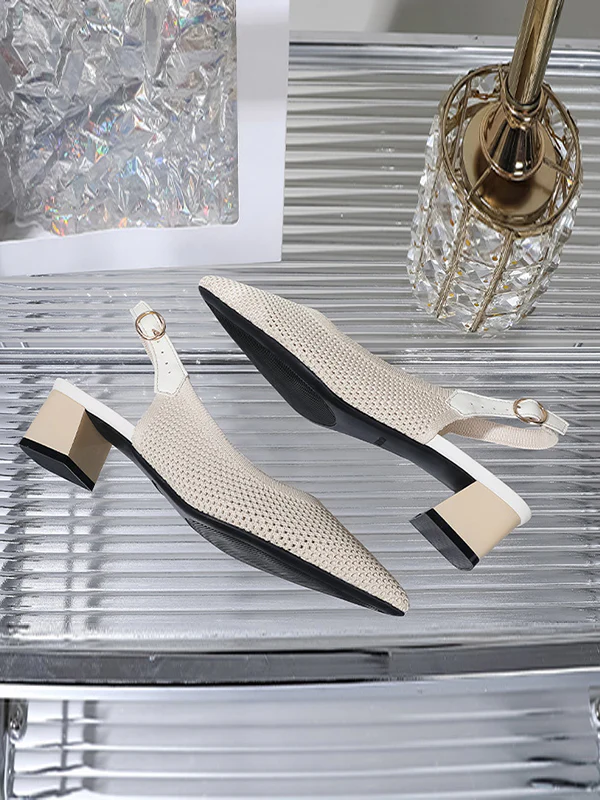 Belt Buckle Hollow Pointed-Toe Split-Joint Pumps Sandals Slider Sandals - Image 24