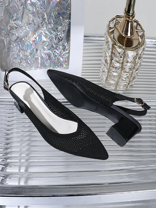 Belt Buckle Hollow Pointed-Toe Split-Joint Pumps Sandals Slider Sandals - Image 25