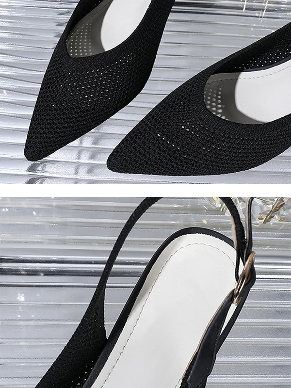Belt Buckle Hollow Pointed-Toe Split-Joint Pumps Sandals Slider Sandals - Image 27
