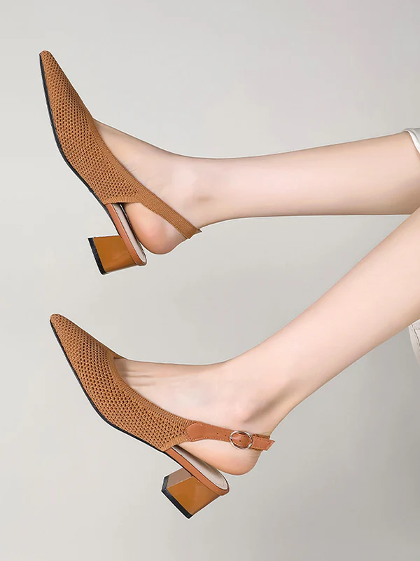 Belt Buckle Hollow Pointed-Toe Split-Joint Pumps Sandals Slider Sandals - Image 4