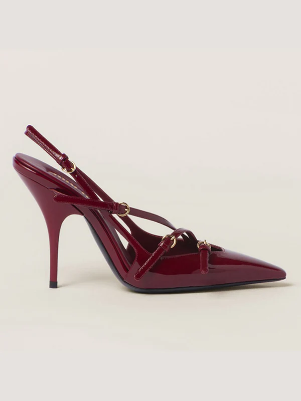Belt Buckle Hollow Pointed-Toe Split-Joint Pumps Sandals Sling Shoes - Image 8