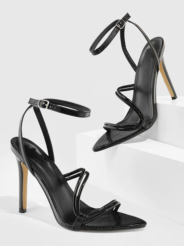 Belt Buckle Hollow Split-Joint Pumps Sandals - Image 11