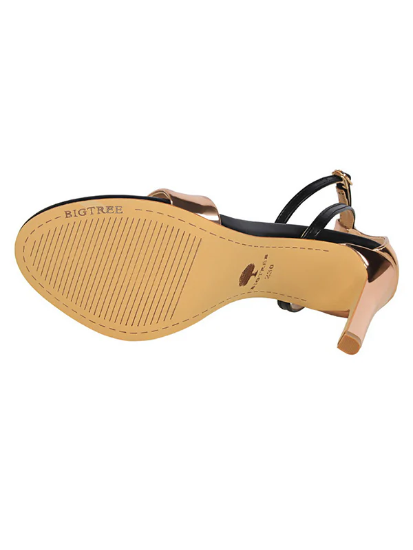 Belt Buckle Open Toe Shiny Split-Joint Pumps Sandals Sandals - Image 12