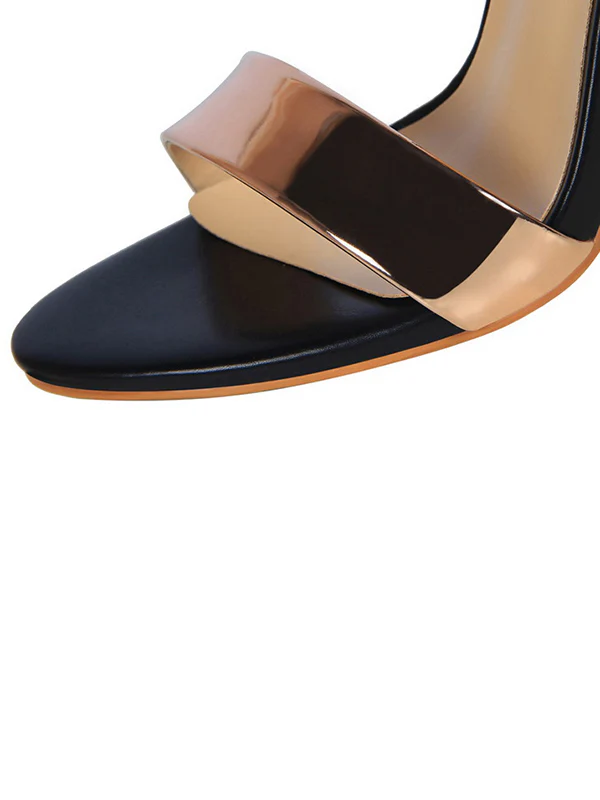 Belt Buckle Open Toe Shiny Split-Joint Pumps Sandals Sandals - Image 9