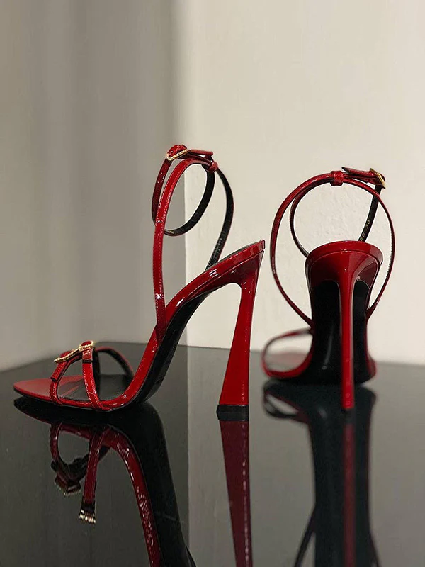 Belt Buckle Open Toe Split-Joint Pumps Sandals - Image 2