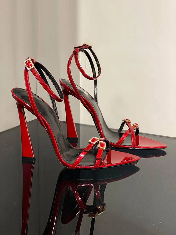 Belt Buckle Open Toe Split-Joint Pumps Sandals - Image 3