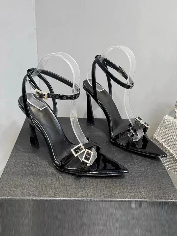 Belt Buckle Open Toe Split-Joint Pumps Sandals - Image 4