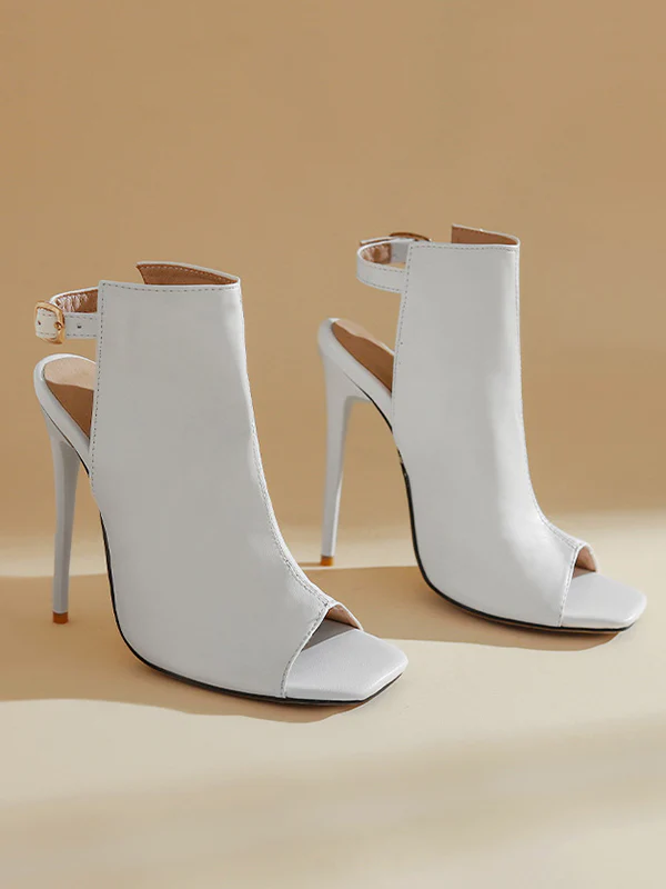 Belt Buckle Peep Toe Split-Joint Pumps Sandals - Image 12