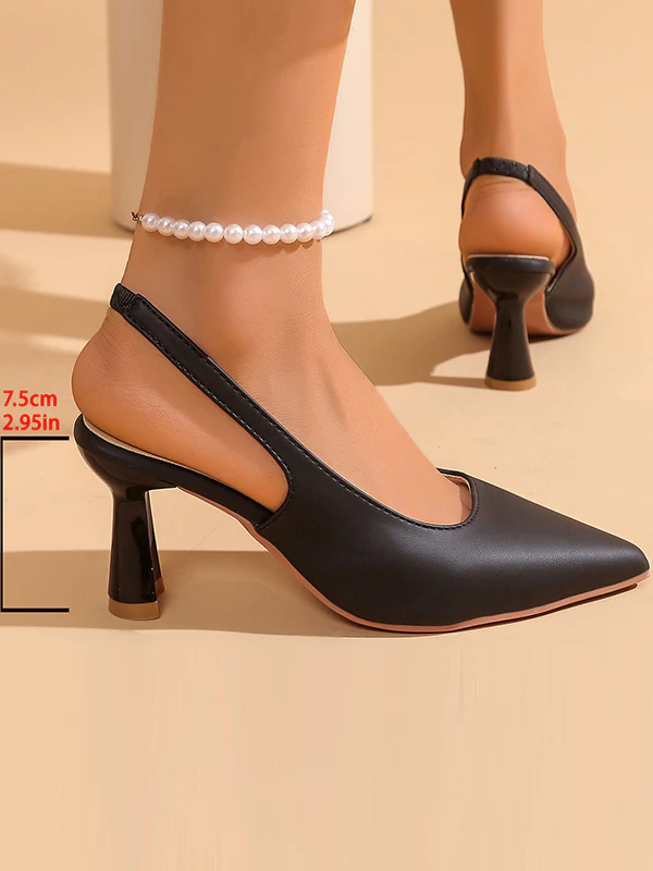 Belt Buckle Pointed-Toe Pumps Sandals Sling Shoes - Image 4