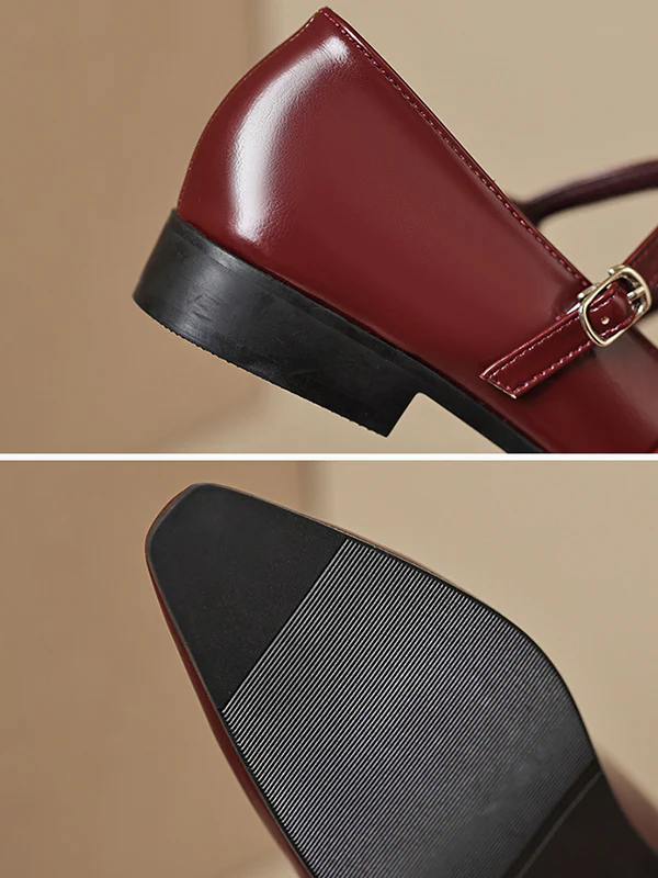 Belt Buckle Pointed-Toe Split-Joint Flat Shoes Mary Janes - Image 21