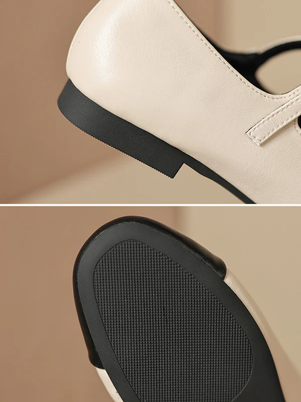Belt Buckle Round-Toe Split-Joint Flat Shoes Mary Janes - Image 18