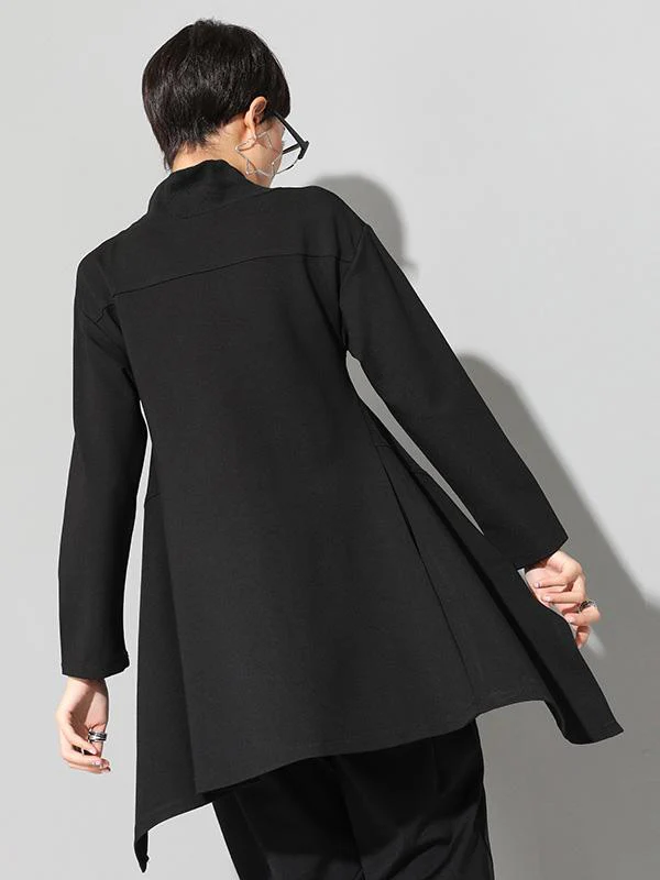 Black Zipper Long Sleeves Swallow-Tailed T-Shirt - Image 5