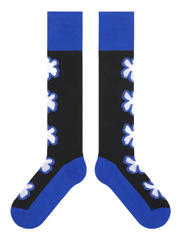Blue Black Knitted Flower Socks Accessories - Image 5