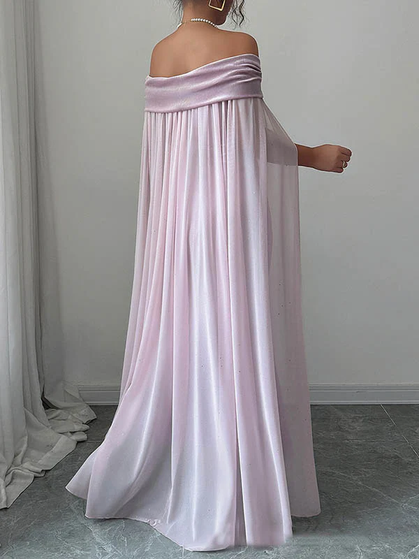 Bodycon Cape Solid Color Velvet Off-the-shoulder Midi Dresses - Image 5