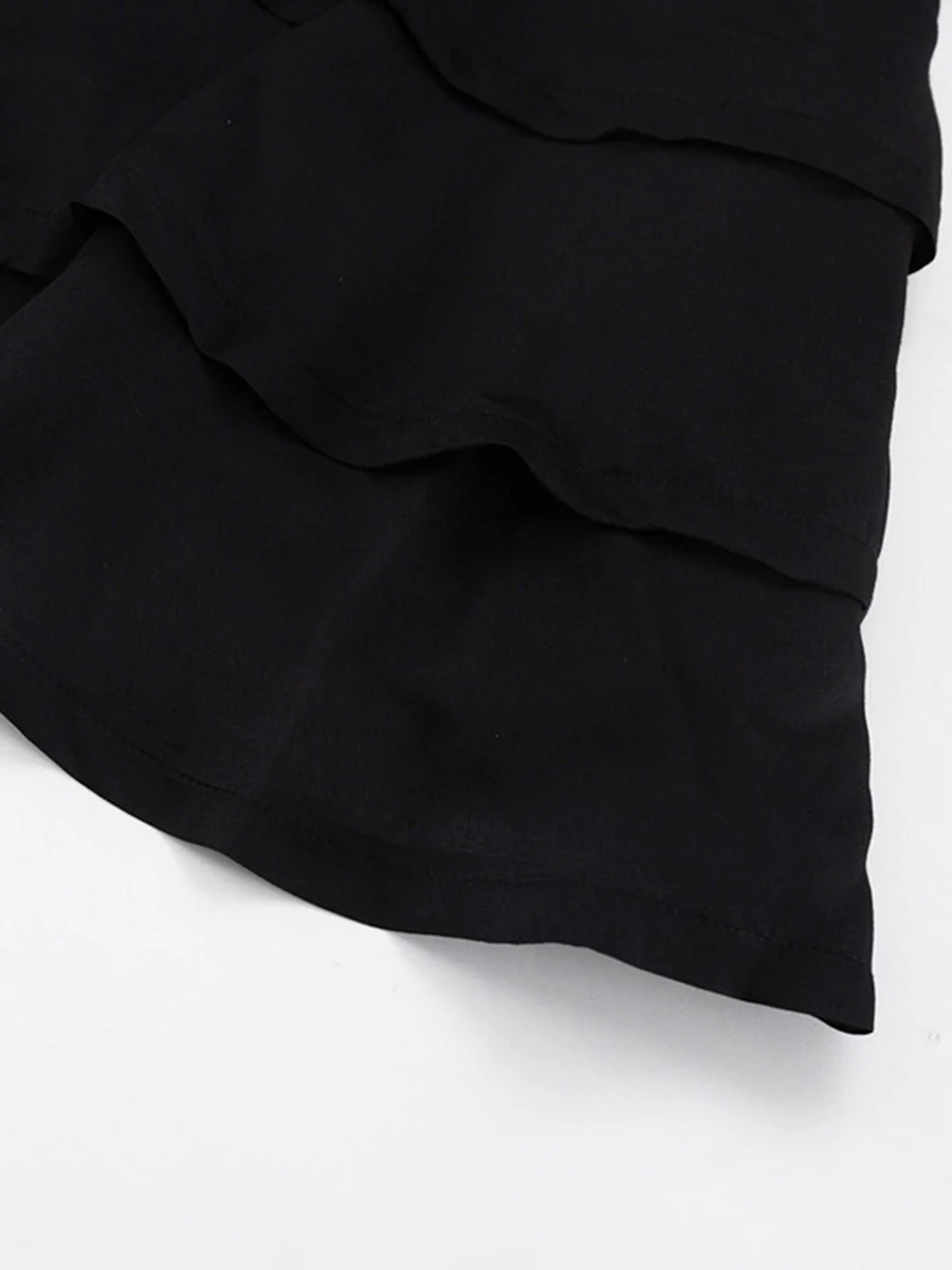 Bodycon Elasticated Waist Belted Buttoned Layered Solid Color Split-Joint Mini Dresses Shirt Dress - Image 10