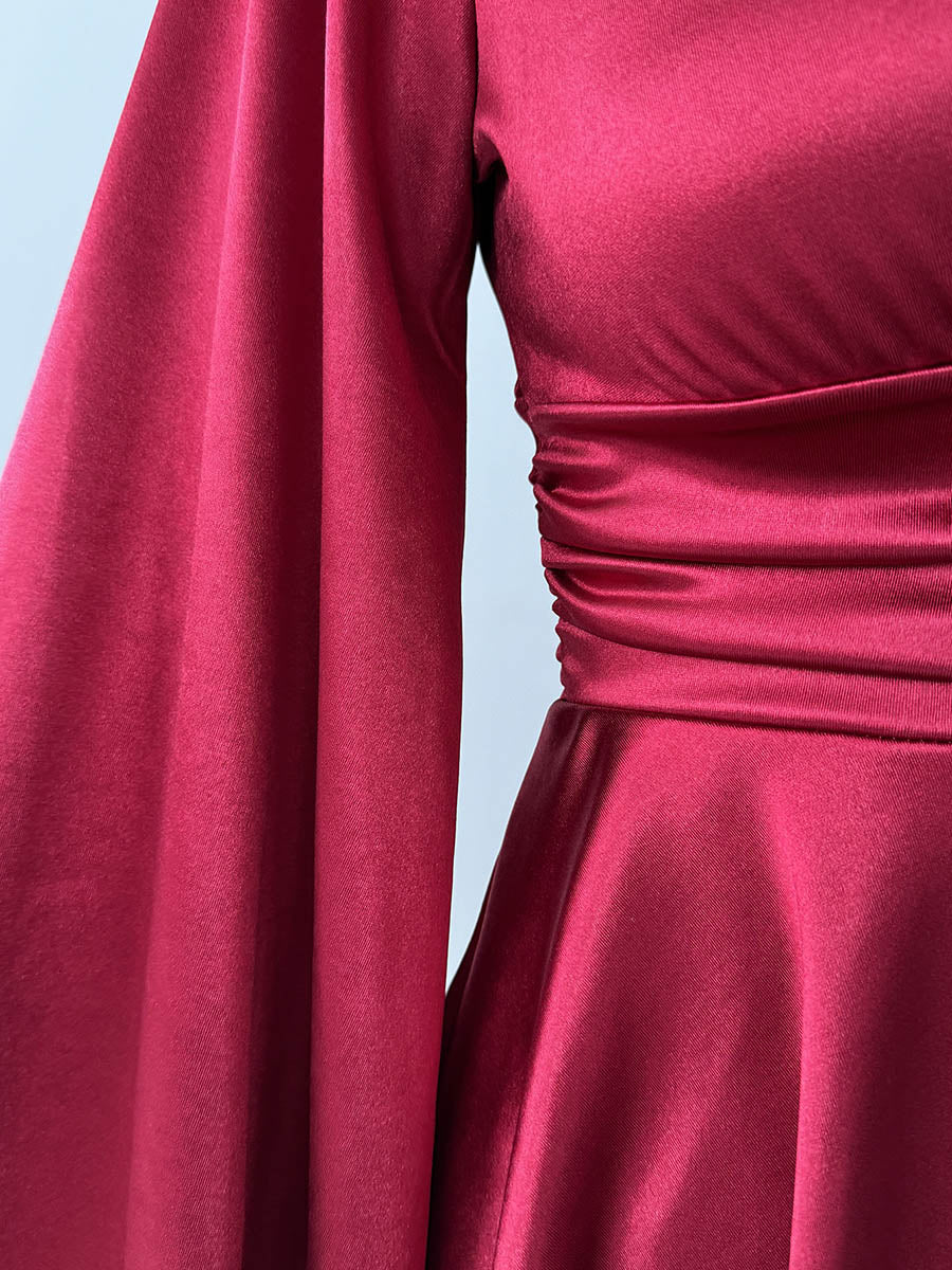 Bodycon Elasticated Waist Solid Color Deep V-Neck Mini Dresses - Image 23