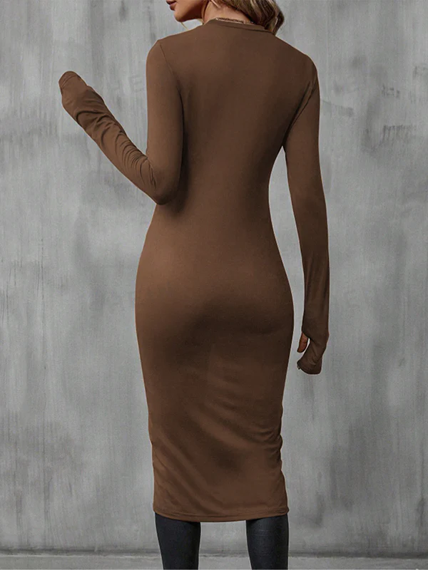 Bodycon High-Low Solid Color Round-Neck T-Shirts Tops - Image 7