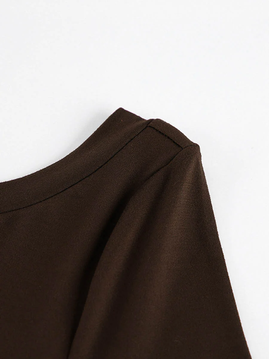 Bodycon High Waisted Backless Solid Color Round-Neck Maxi Dresses - Image 14