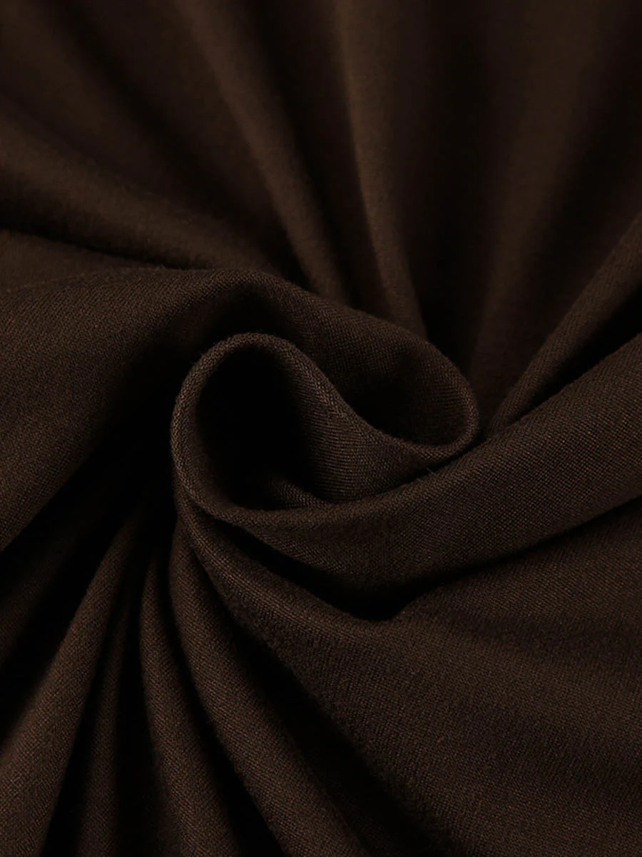 Bodycon High Waisted Backless Solid Color Round-Neck Maxi Dresses - Image 15