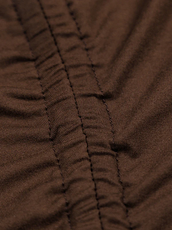 Bodycon High Waisted Drawstring Pleated Solid Color Mock Neck Mini Dresses - Image 16