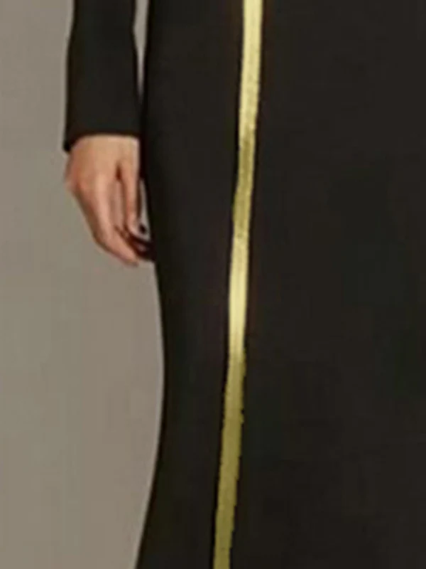 Bodycon Long Sleeves Asymmetric Split-Joint High Neck Maxi Dresses - Image 3