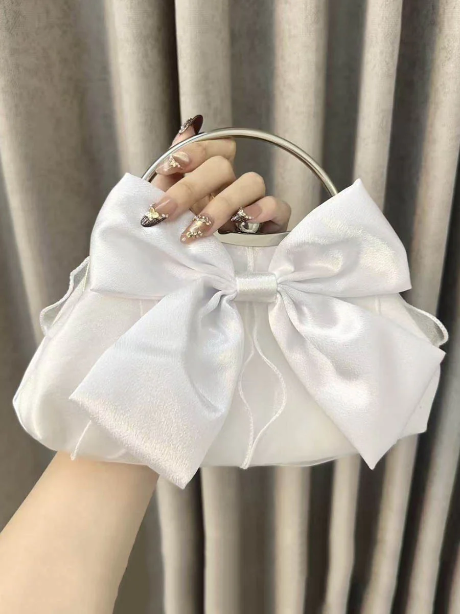 Bow-Embellished Chains Lock Crossbody Bags Evening Bags Clutches Mini Bags