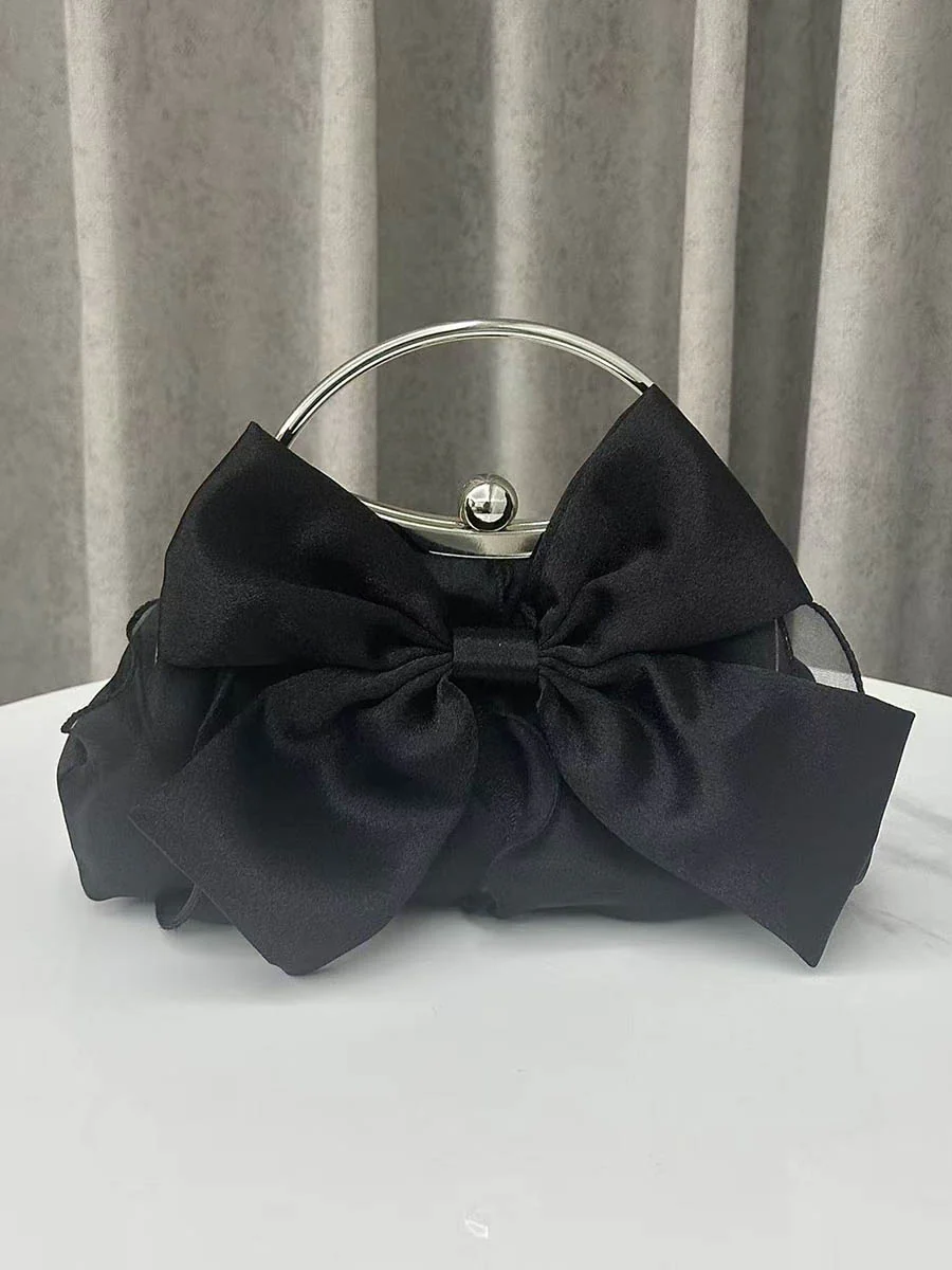 Bow-Embellished Chains Lock Crossbody Bags Evening Bags Clutches Mini Bags - Image 2