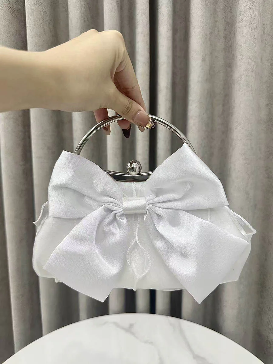 Bow-Embellished Chains Lock Crossbody Bags Evening Bags Clutches Mini Bags - Image 3