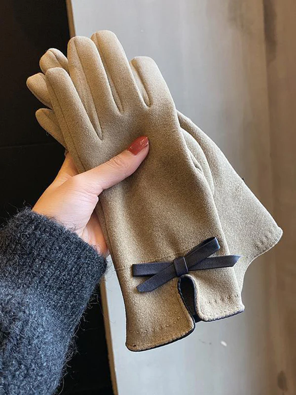 Bow-Embellished Split-Joint Gloves - Image 2
