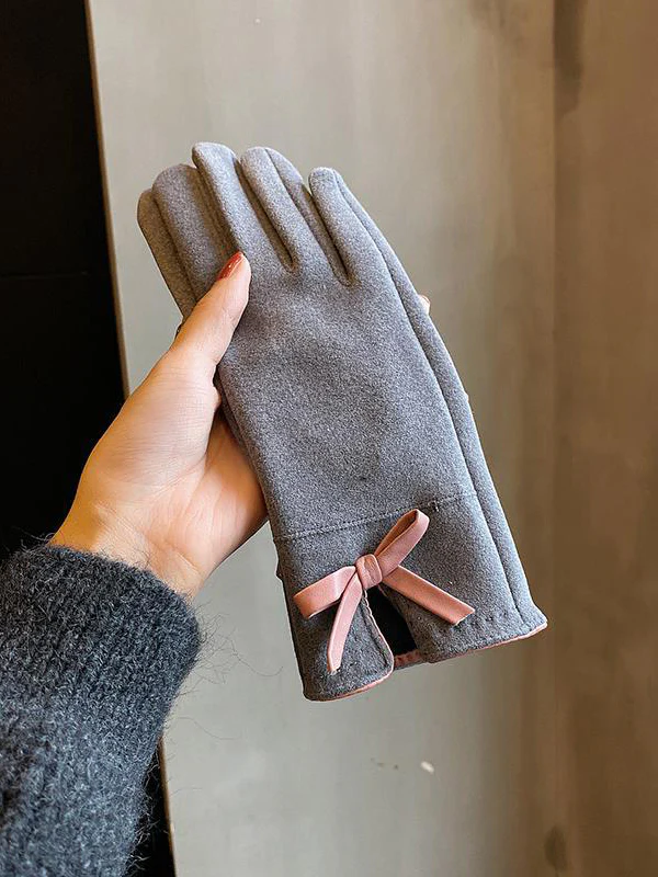 Bow-Embellished Split-Joint Gloves - Image 3