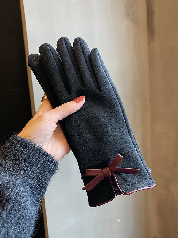 Bow-Embellished Split-Joint Gloves - Image 5