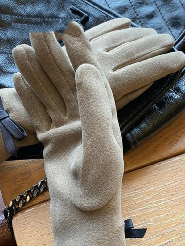 Bow-Embellished Split-Joint Gloves - Image 7
