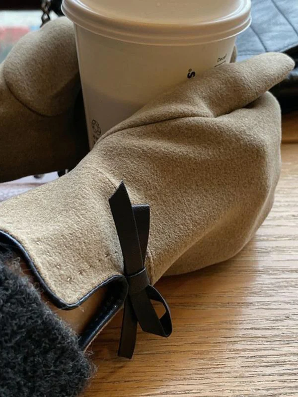 Bow-Embellished Split-Joint Gloves - Image 9